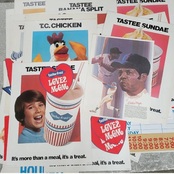 HUGE Lot RARE Vintage 70s Retro Tastee Freez Advertising Poster Banner Signs Ads - Picture 2 of 7